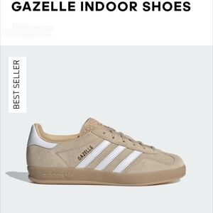 UNISEX Adidas Gazelle Indoor Shoes - Tan and White